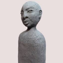 Abstract Modern Faux Stone Paper Mache Bust Sculpture - thumbnail 3