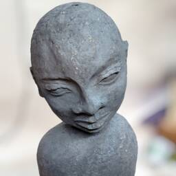 Abstract Modern Faux Stone Paper Mache Bust Sculpture - thumbnail 1