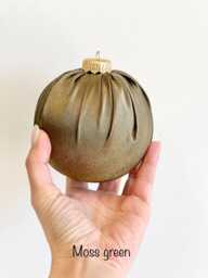 Handmade Moss Green Satin Christmas Ball Ornament
