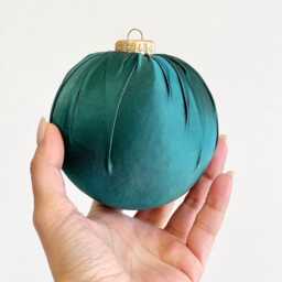 Handmade Moss Green Satin Christmas Ball Ornament - thumbnail 2
