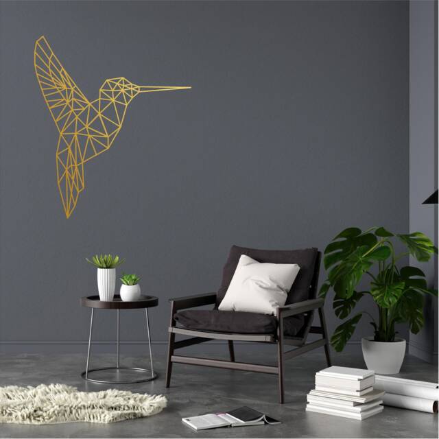 Geometric Humming Brid Wall Art, Minimalist, Modern, Abstract, Decal, Mural, Transfer, Boho -G024 , 5 Sizes, 36 Colour Options - image 1