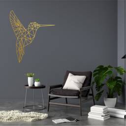 Geometric Humming Brid Wall Art, Minimalist, Modern, Abstract, Decal, Mural, Transfer, Boho -G024 , 5 Sizes, 36 Colour Options - thumbnail 1