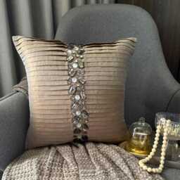 "Decorative Light Brown Pillow Cases Vintage 16""x16" - thumbnail 1