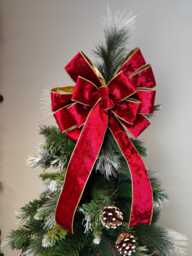 Deluxe Gold Red Velvet Bow Wreath Christmas Tree Topper Lantern Bow Xmas Decorations Wedding - thumbnail 1
