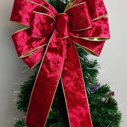 Deluxe Gold Red Velvet Bow Wreath Christmas Tree Topper Lantern Bow Xmas Decorations Wedding - thumbnail 3
