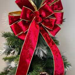 Deluxe Gold Red Velvet Bow Wreath Christmas Tree Topper Lantern Bow Xmas Decorations Wedding - thumbnail 2