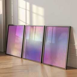 Pastel Iridescent Wall Art Set Of 3, Abstract Gradient Poster Prints, Modern Minimalist Pink Purple Home Decor, Contemporary - thumbnail 2