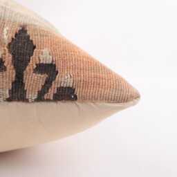 Vintage Turkish Kilim Pillow Cover, Wool Rug Cushion 16x16 - thumbnail 4