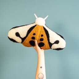 Pillow Moth Haploa Punchneedle Embroidery, Livingroom Decor Pillow, Cushion Bug Inspired By Nature - thumbnail 1