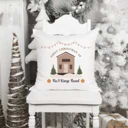 First Christmas At New Home Cushion With Address Gift For Wife Husband Newlywed Couple Our 1st Xmas Decor - thumbnail 2