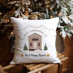 First Christmas At New Home Cushion With Address Gift For Wife Husband Newlywed Couple Our 1st Xmas Decor - thumbnail 1