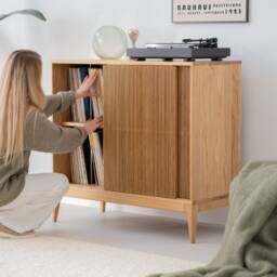 Tonn High 101 - Record Player Stand, Vinyl Record Storage Made Of Solid Oak Wood - thumbnail 2
