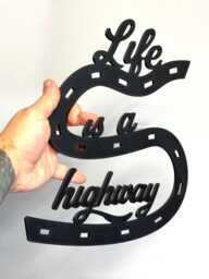 Life Is A Highway Large 32cm 3D Wall Sign - Lyric Quotes Kids Bedroom Decor - thumbnail 1