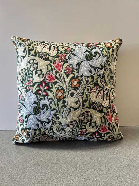 William Morris Golden Lily Tapestry Cushion, Handmade Floral Pillow - image 1