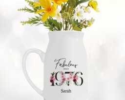 50Th Birthday Gift For Women - Fabulous Since 1976 Small Personalised Flower Pot Vase 50 Her Ladies Floral Design Mum Nan Bnc50 - thumbnail 1