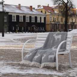 Grey Deer Throw - Woven From Pure Wool Scandi Stag Blanket Christmas - thumbnail 2