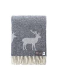 Grey Deer Throw - Woven From Pure Wool Scandi Stag Blanket Christmas - thumbnail 1