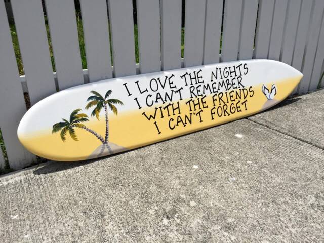 Surfboard Wall Art Wood Sign For Home Bar. Beach House Decor. Best Friends Gift Idea - image 1