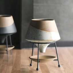 Modern Ceramic Plant Pot With Drip Tray & Iron Stand - thumbnail 4