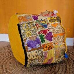 Patchwork Pouf Cover. Indian Ottoman. Home Deco - thumbnail 3