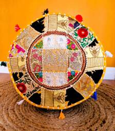 Patchwork Pouf Cover. Indian Ottoman. Home Deco - thumbnail 1