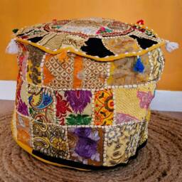 Patchwork Pouf Cover. Indian Ottoman. Home Deco - thumbnail 2