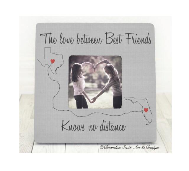 Best Friends Frame, Long Distance Friends, States Personalized Picture Friend Gift - image 1