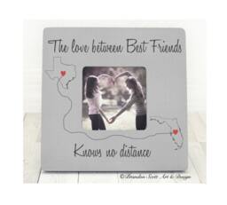 Best Friends Frame, Long Distance Friends, States Personalized Picture Friend Gift