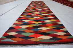 2'8x12'7 Ft Afghan Brand New Kilim Runner, Hand Knotted Quality Geometric Rug, Oriental Turkmen Tribal Livingroom Dining Table Rug - thumbnail 1