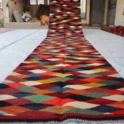 2'8x12'7 Ft Afghan Brand New Kilim Runner, Hand Knotted Quality Geometric Rug, Oriental Turkmen Tribal Livingroom Dining Table Rug - thumbnail 4