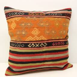 Handmade Turkish Kilim Pillow Cover, 20x20 Retro Home Decor