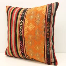 Handmade Turkish Kilim Pillow Cover, 20x20 Retro Home Decor - thumbnail 3