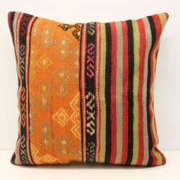 Handmade Turkish Kilim Pillow Cover, 20x20 Retro Home Decor - thumbnail 2