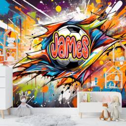 Wallpaper, Personalized Football Wall Decal, Kids Room Art - thumbnail 2