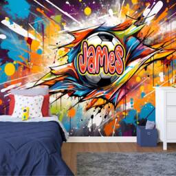Wallpaper, Personalized Football Wall Decal, Kids Room Art - thumbnail 3