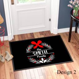 Custom Printed Christmas Wreath Family Name Doormat, Personalised, Ideal Gift For Him/Her, Welcome Festive Door Mat, Entrance Mat - thumbnail 2