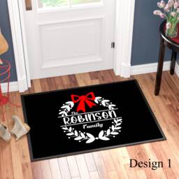 Custom Printed Christmas Wreath Family Name Doormat, Personalised, Ideal Gift For Him/Her, Welcome Festive Door Mat, Entrance Mat