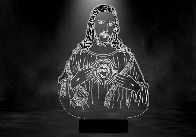 Jesus Heart Led Lamp, Personalized 3D Illusion Smart App Control Night Light Bluetooth, Music, 7&16M Color Mobile App, Made in UK - image 1