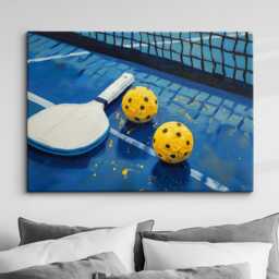 Pickleball Abstract Oil Painting Sports Racket Wall Art Framed Canvas Poster Print Interior Room Home Decor Gift Idea - thumbnail 1