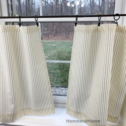 Farmhouse Valances Cafe Curtains Farmhouse Decor Kitchen Valance Stripe Beige Linen Tan Valance Curtain Window - thumbnail 2