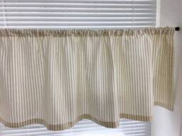 Farmhouse Valances Cafe Curtains Farmhouse Decor Kitchen Valance Stripe Beige Linen Tan Valance Curtain Window - thumbnail 1