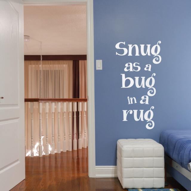 Kids Bedroom Quote - Snug As A Bug in Rug Wall Sticker Words Decal Vinyl - image 1