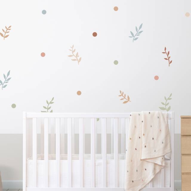 Boho Leaf Wall Stickers Neutral Nursery Decor, A4 Sheet - image 1