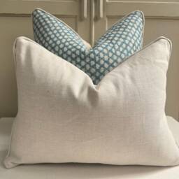 Fermoie Wicker Luxury Designer Decorative Blue Beige Linen Cushion Pillow Throw Cover - thumbnail 4