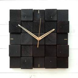 Wood Moss Clock Handmade Square Wall Clock, Scandinavian Design - thumbnail 3