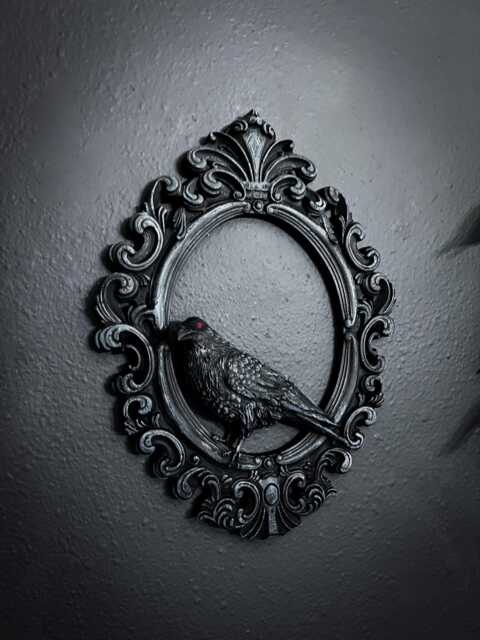 Gothic Framed Raven Wall Decor - image 1