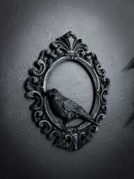 Gothic Framed Raven Wall Decor - thumbnail 1
