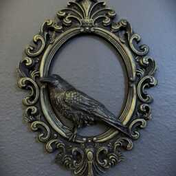 Gothic Framed Raven Wall Decor - thumbnail 2