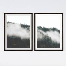 Forest Set Of 2 Print, Home Decor, Wall Art, Tree Foggy Poster, Framed Modern Print 100 - thumbnail 2