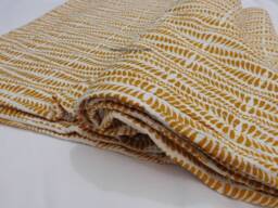 Mustard Handmade Yellow Kantha Quilt Lightweight Cotton Bedspread